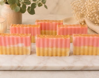 Artisan Olive Oil Soap | Layered Blush Ivory Gold Bar | Small Batch Handmade