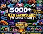 5000+ Flexi & Articulated STL Bundle | Animals, Dragons, Keychains 3D Print Files | Commercial Use