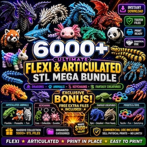 6000+ Flexi Articulated Animals STL Pack | Keychains Bundle (Digital Download)