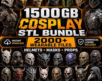 1500GB Cosplay STL Bundle | 2000+ Wearable Helmets, Masks & Props 3D Print Files