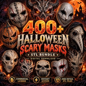 400+ Halloween-masker i STL-format | Skräck-, läskiga och cosplay-3D-utskriftsfiler