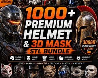 1000+ Helmet & Mask STL Bundle | 300GB Wearable Cosplay 3D Print Files