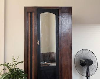 Beautiful restored Asand Wood works, Nagoya Japan single door with mirror. Originally stamped.