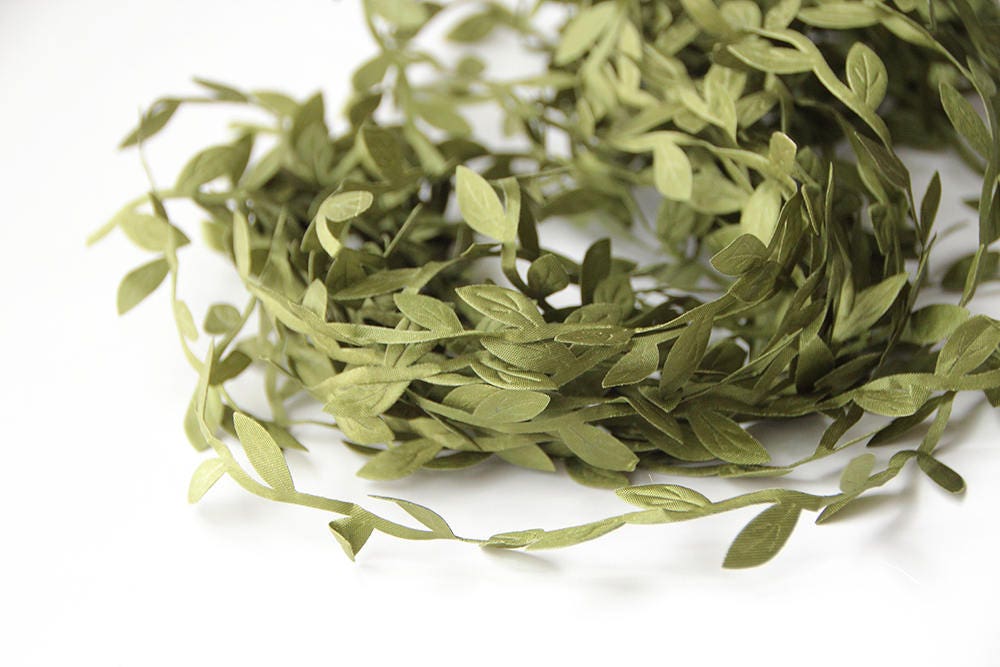 10M Silver Gold Green Leaf Ribbon Artificial Vines Leaves String Trim  Ribbon for Party Wedding Decor