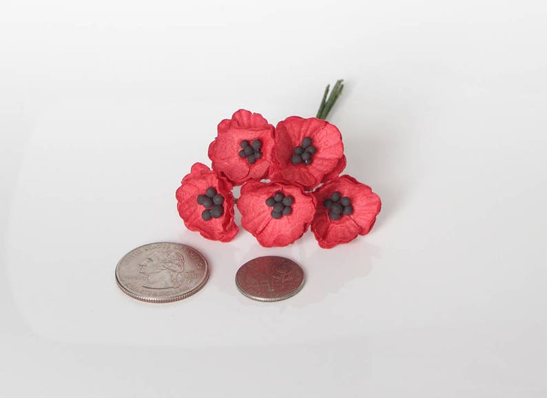 50 Pcs Red Poppy Paper Flowers Wholesale Pack Etsy