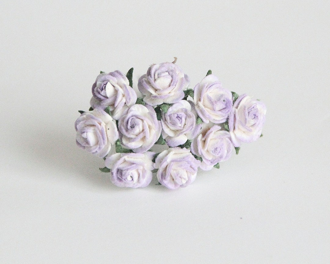 10 Pcs White and Lilac Mulberry Paper 1 Cm Roses - Etsy