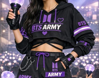 BTSARMY Streetwear-concertset - cropped hoodie - cargoshort