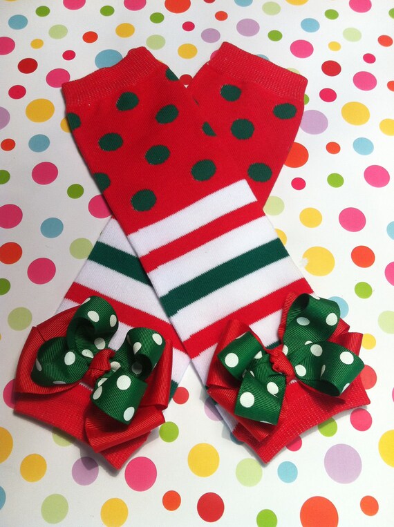 Items similar to Baby Girls Christmas Leg WarmersPolka Dotted