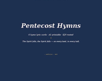 Pinksteren hymne songtekst kaarten 6 aanbiddingsliederen A5 afdrukbare KJV christelijk gezangboek Be Thou My Vision Spirit Falls Heilige Geest digitaal