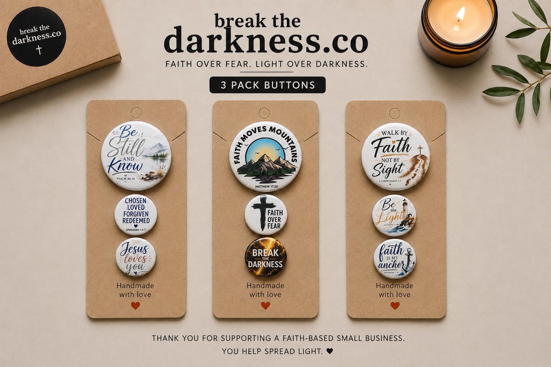 Faith Based Button Pin Set | Christian Pinback Buttons | Bible Verse ...