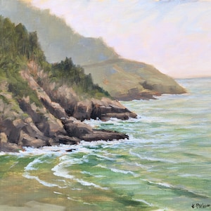 Original oil painting of oceanscape, Heceta Head on the Oregon coast - for home, office, bedroom wall decor