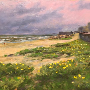 Original Galveston Seascape Ölgemälde: Küstenlandschaft (12x16)