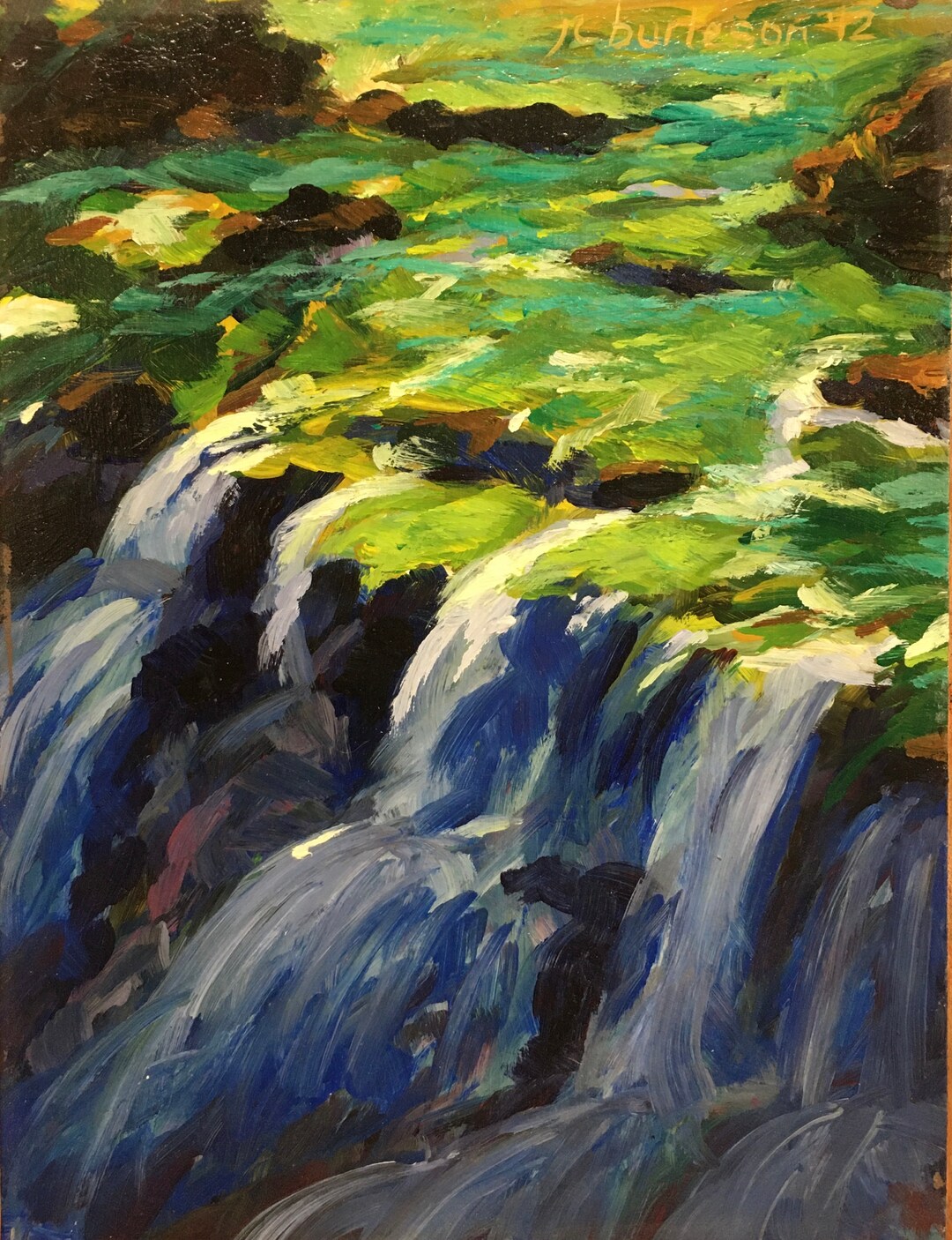 Original Oil Painting Falls at Prairie Creek Landscape Etsy