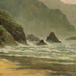 Oregon Coast seascape Fine art print giclee of original oil landscape painting for home, office, bedroom  wall art or decor