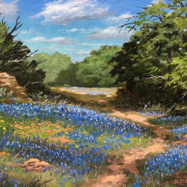 Texas Bluebonnet Landscape: Fine Art Giclee Print