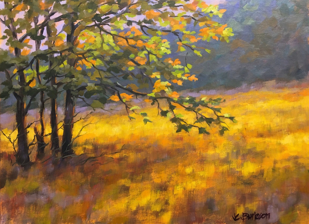 Original Landscape Painting of a Golden Meadow for Home Etsy