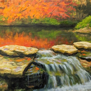 Fine art print giclee of original oil landscape painting - Japanese Gardens - home decor, wall art, wall decor