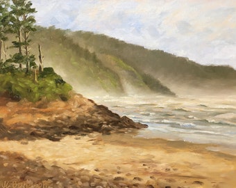 Oregon Coast Seascape Art Print: Cape Lookout Oil Painting