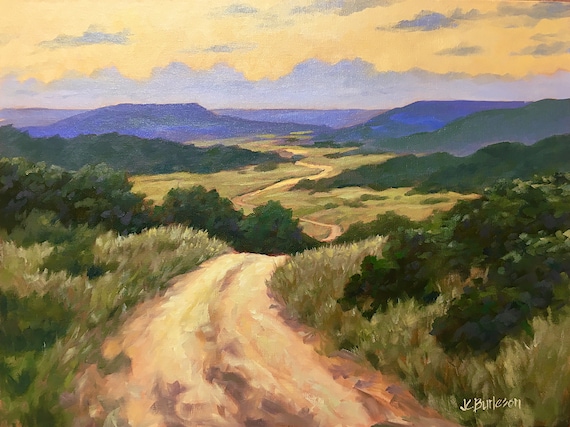 Texas Hill Country Landscape Art Print: Bandera County Road Giclee