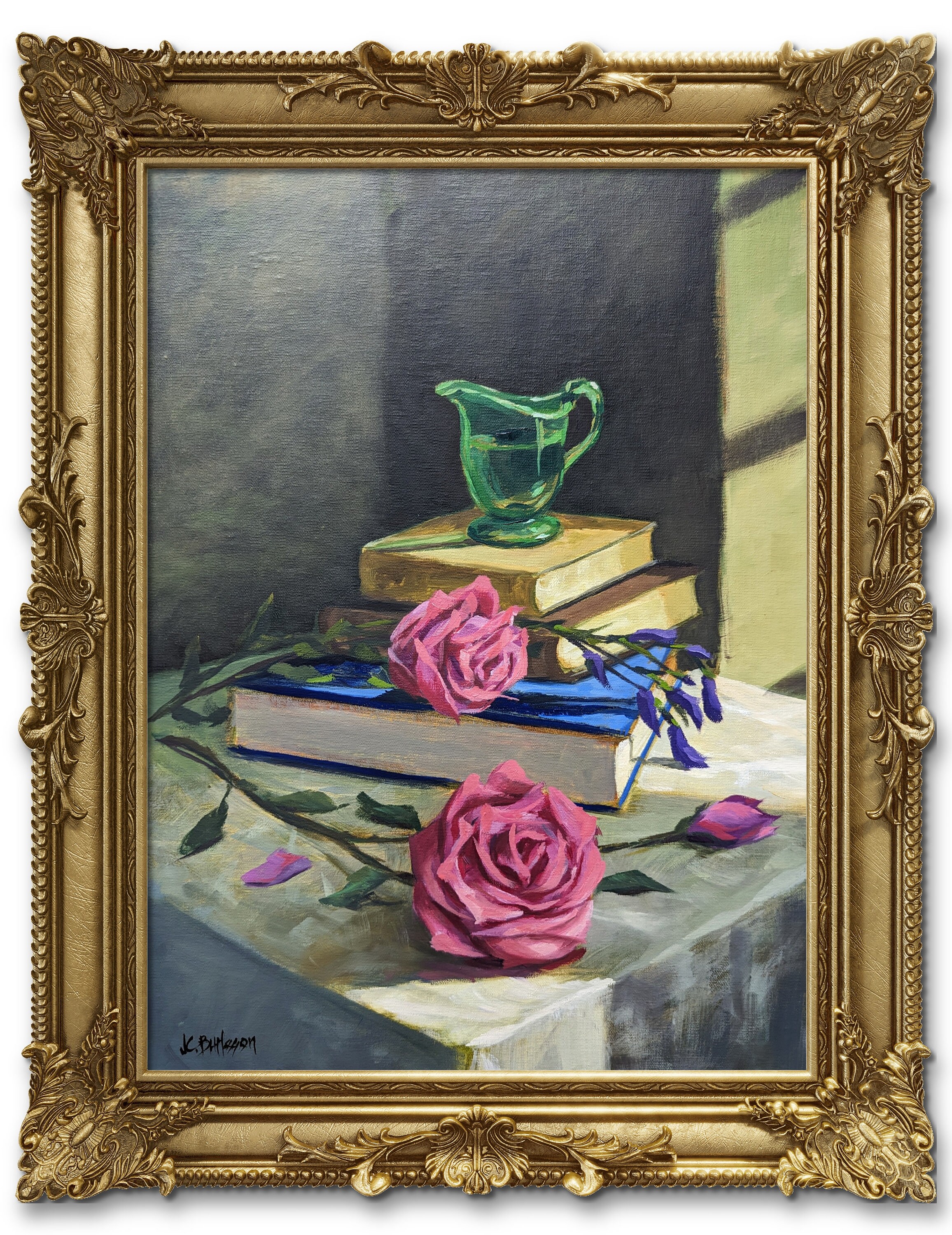 絵画 油彩 油絵 静物画 花 バラ Yahoo!オークション -「バラの花瓶