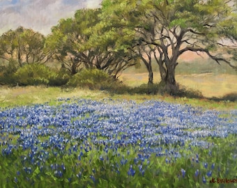 Texas Bluebonnet Field: Giclee Fine Art Landscape Print