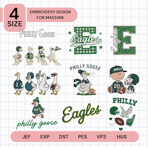 Philadelphia Eagles Embroidery Design, Game Day Goose, Football Fan Gift (Digital Download)