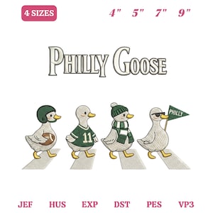 Funny Goose Eagles Parade Game Day Embroidery Design, Philly Goose Football File, Bird Gang Top Design, Philadelphia Fan Gift, Sports Design