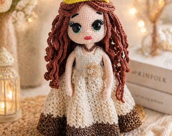 Crochet Princess Doll with Crown – Handmade Amigurumi Toy for Girls, Nursery Decor