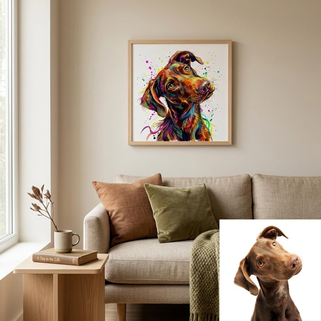 Custom Colorful Pet Portrait Digital Download | Personalized Dog or Cat ...
