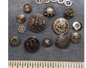 Vintage zilver- en goudkleurige knop veel heraldisch embleem/leeuwenkop/gemengd metaal
