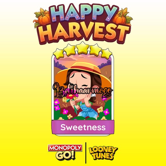 Sweetness - Monopoly Go! Sticker 5 Star [ Set 18 ] Happy Harvest Album