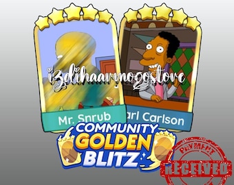 Golden Blitz Sticker "Carl Carison & Mr. Srnub" Monopoly Go! Sticker 5 Star
