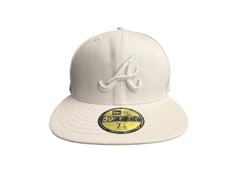 Atlanta Braves New Era 59FIFTY MLB White Out Fitted Cap Hat Men's Size 7 5/8