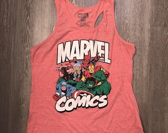 Marvel Comics Avengers Graphic Tank Top Women's XXL Coral Pink Racerback