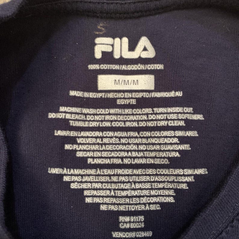 Fila International Graphic T-Shirt Italy USA Flag Logo Men's Size Medium image 3