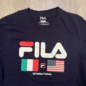Fila International Graphic T-Shirt Italy USA Flag Logo Men's Size Medium image 2
