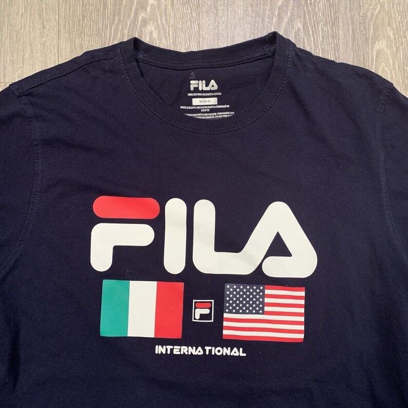 Fila International Graphic T-Shirt Italy USA Flag Logo Men's Size Medium image 2