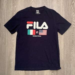 Fila International Graphic T-Shirt Italy USA Flag Logo Men's Size Medium image 1