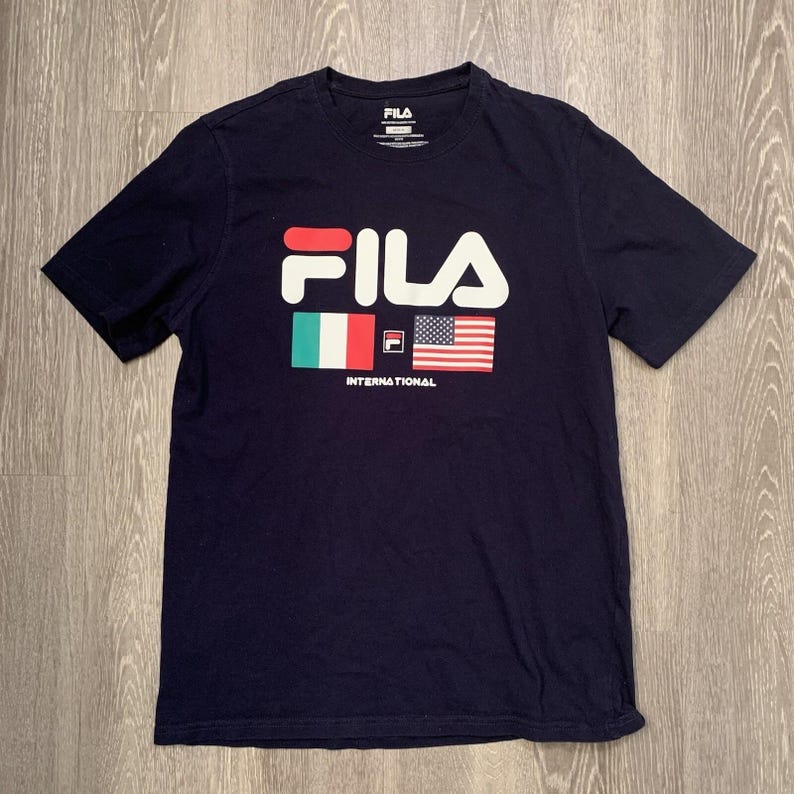 Fila International Graphic T-Shirt Italy USA Flag Logo Men's Size Medium image 1