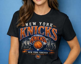 New York Knicks Shirt | NYC Basketball Tee | Knicks Vintage Skyline Graphic | New York Forever NBA Fan Gift | Retro Basketball T-Shirt