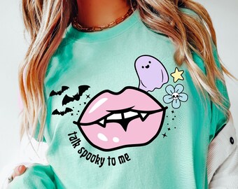 Comfort Colors® Talk Spooky To Me Shirt, Girly Halloween, Kawaii Halloween, Pastel Goth, Creepy Cute, Vintage Vampire, Pastel Halloween