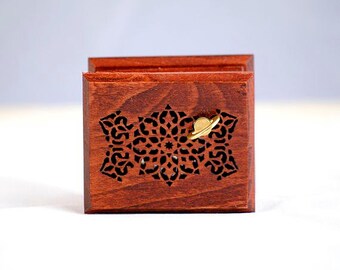 Lullaby music box islamic arabic ornament art texture from Brahms wind-up wooden box