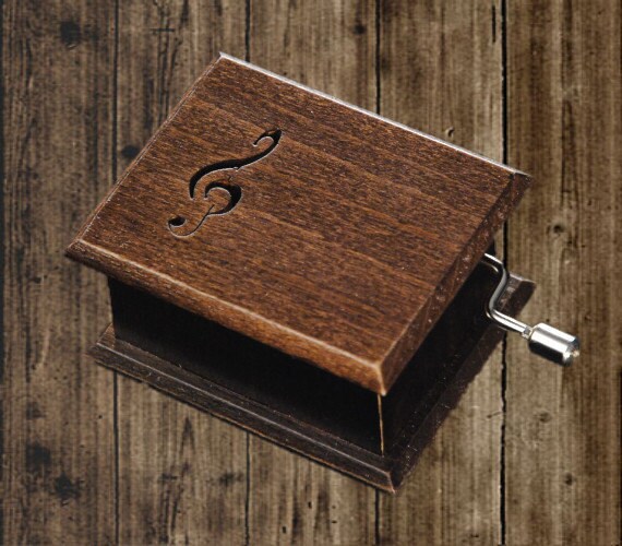 Wooden music box treble clef music box walnut music box Etsy