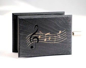 Halloween noir et blanc partition de musique personnalisée boîte à musique propre avec bande de papier de musique en option alimenté à la main