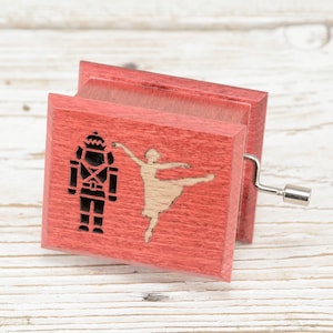 Nutcracker Щелкунчик Christmas gift for ballerina christmas ballet red hand-powered music box image 1