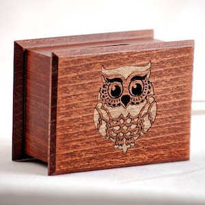 Owl decor custom music box own individual optional music hand-powered paper strip structure image 1