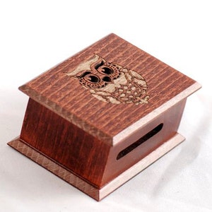 Owl decor custom music box own individual optional music hand-powered paper strip structure image 2