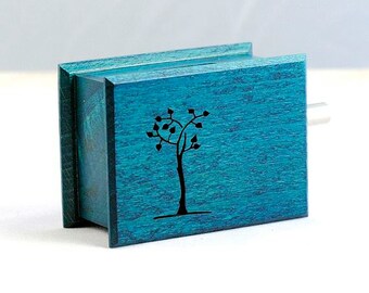 Turquoise Life tree custom music own individual unique music box with optional music hand-powered paper strip structure