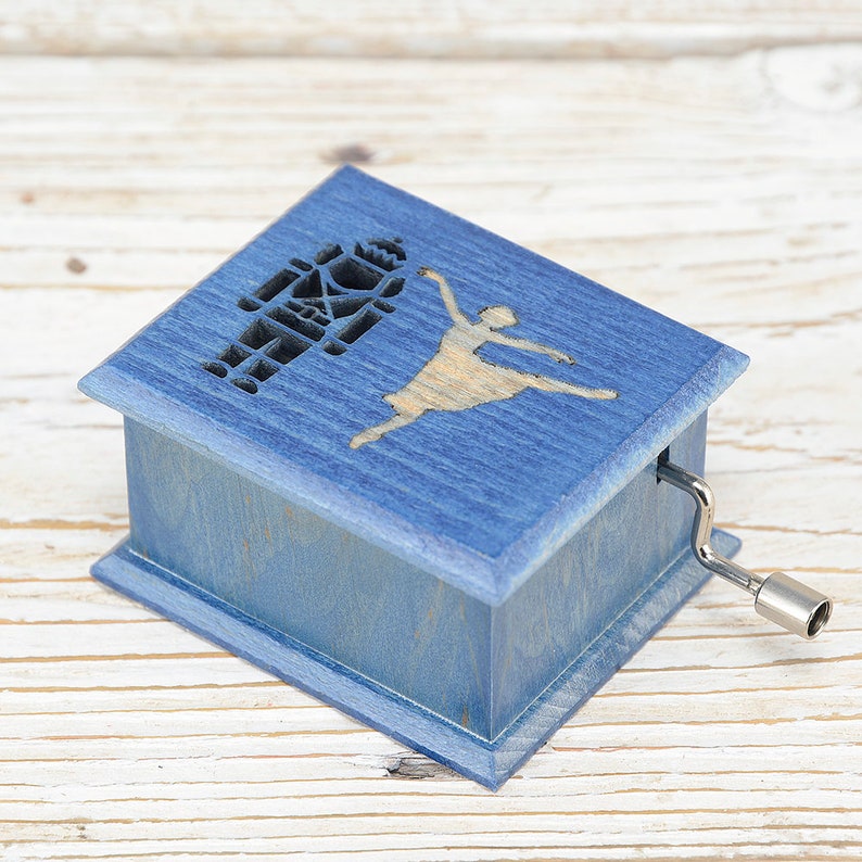 Gift for ballerina Nutcracker Щелкунчик christmas ballet hand-powered music box turquoise blue