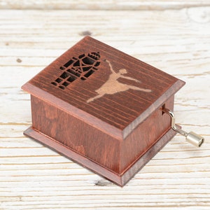 Gift for ballerina Nutcracker Щелкунчик christmas ballet hand-powered music box turquoise mahogany